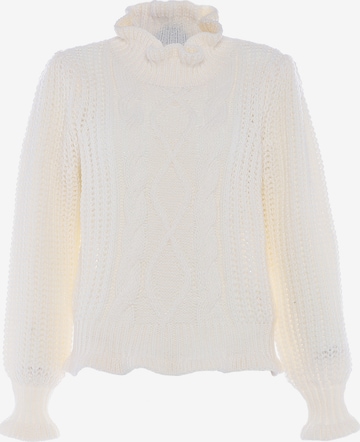 Pullover di faina in bianco: frontale