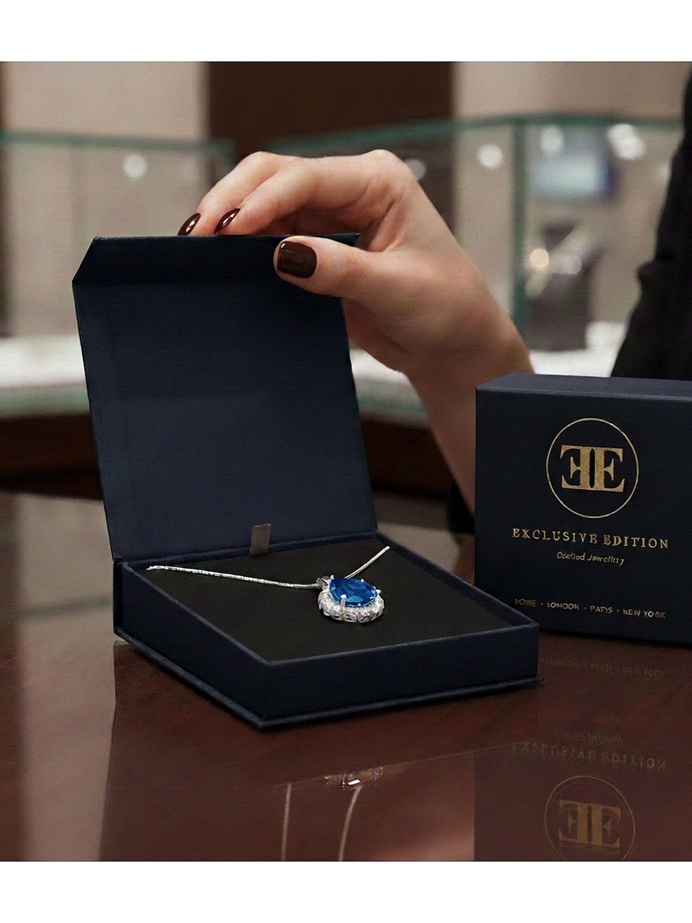EXCLUSIVE EDITION Řetízek 'Agidel adorned with Swarovski crystals' – modrá
