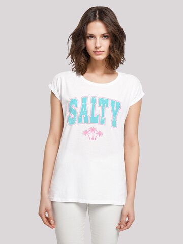 T-shirt 'Beach Summer Vacation Salty' F4NT4STIC en blanc : devant