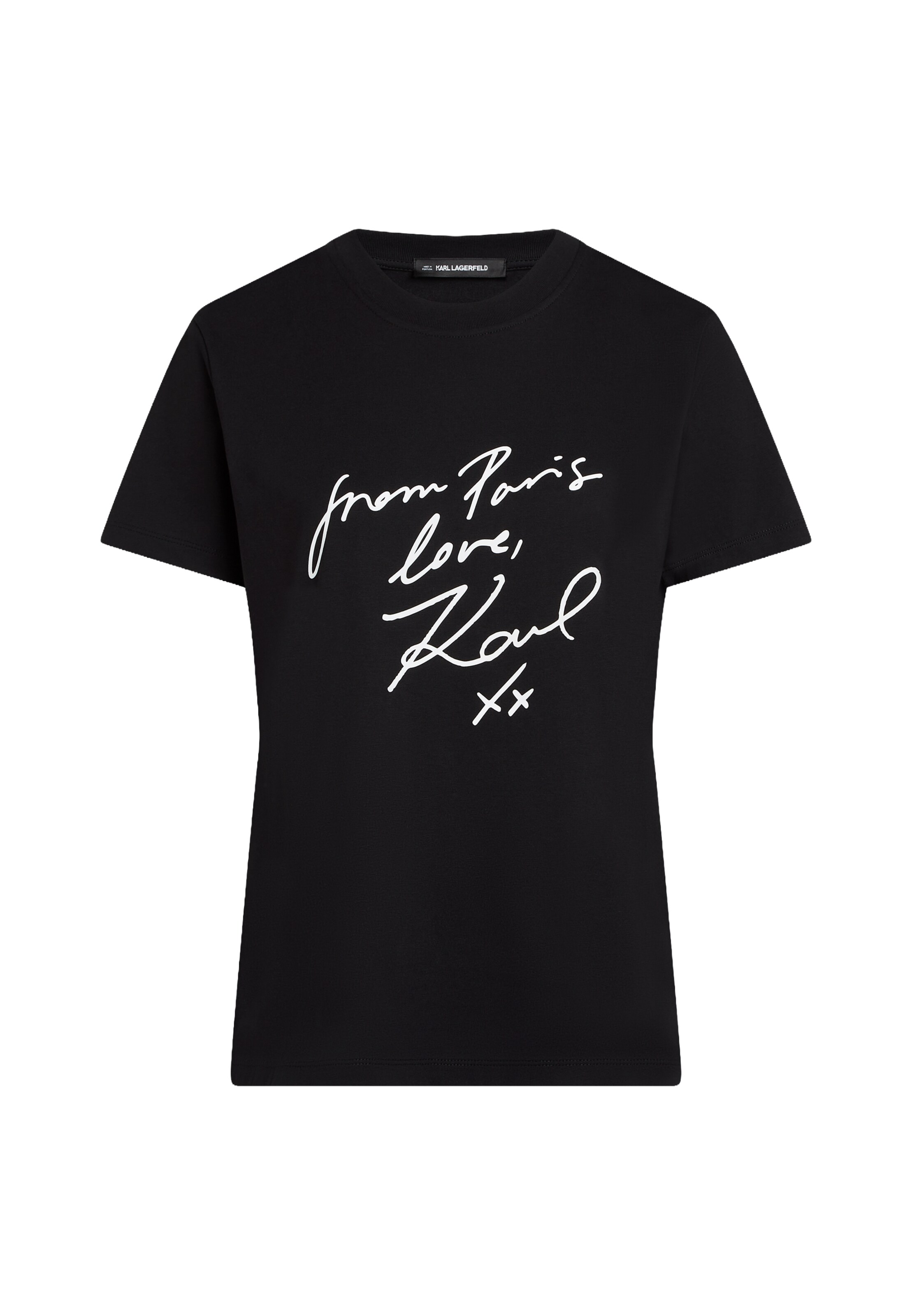 Karl Lagerfeld Μπλουζάκι 'With Love' σε μαύρο: μπροστά