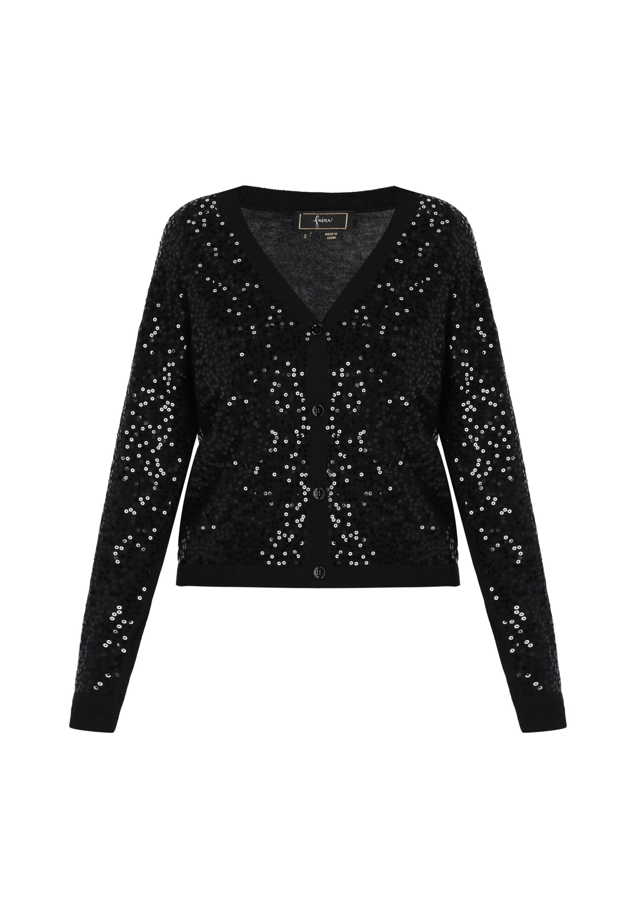 faina - Cárdigan 'Festive' en negro: frente