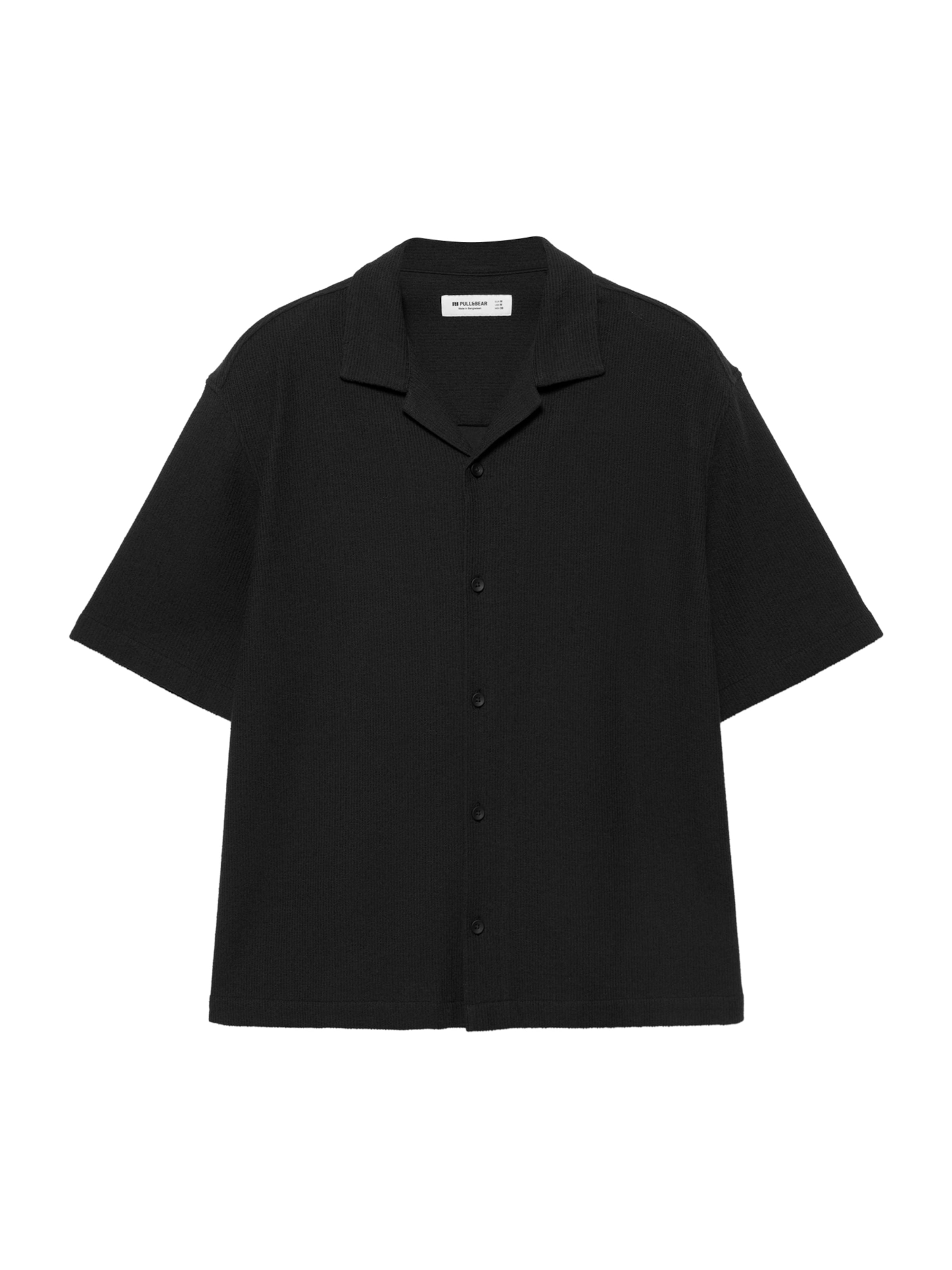 Pull&Bear Button Up Shirt in Black: front