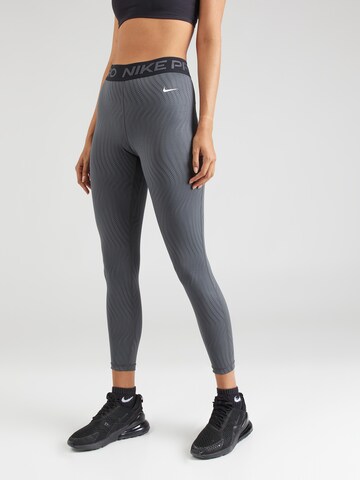 NIKE Skinny Workout Pants 'Pro' in Grey: front