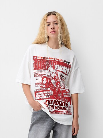 Bershka Oversized shirt in Wit: voorkant