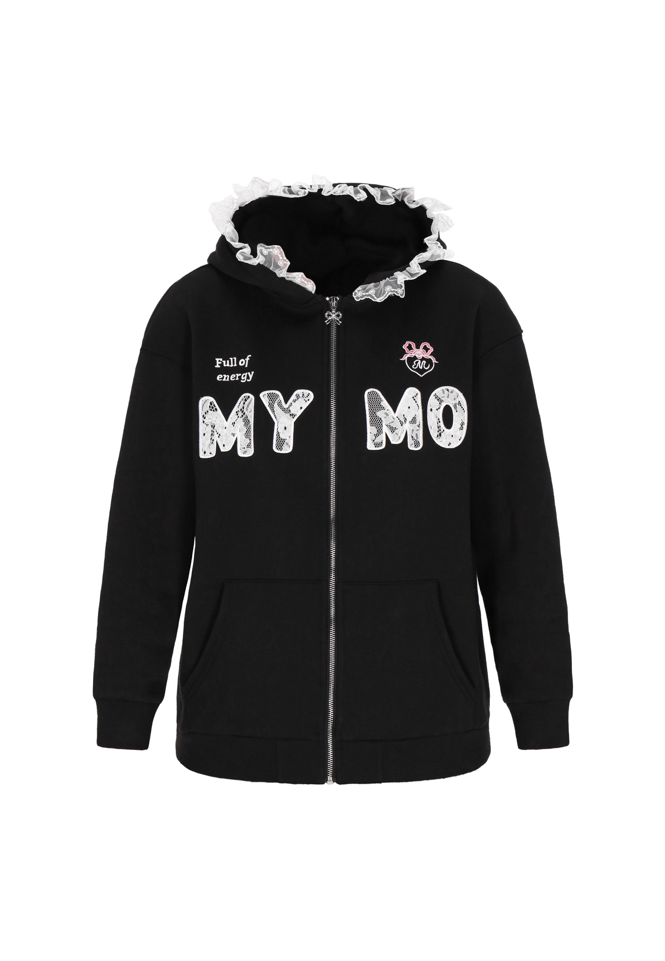 MYMO - Sudadera con cremallera en negro: frente