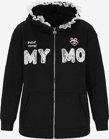 MYMO - Sudadera con cremallera en negro: frente