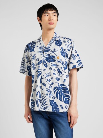 Carhartt WIP Comfort fit Overhemd 'Woodblock' in Blauw: voorkant