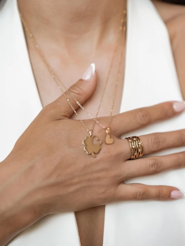 Chaîne 'Interlocking Clover & Heart' Hey Happiness en or