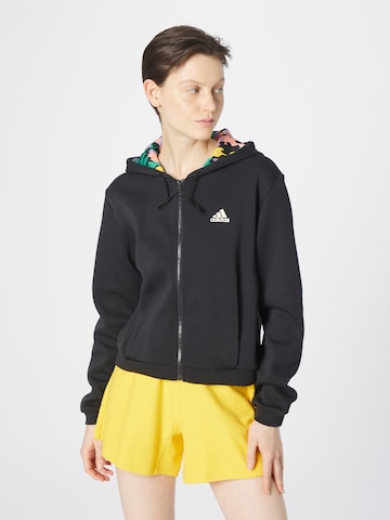 ADIDAS SPORTSWEAR Athletic Zip-Up Hoodie 'Graphic ' in Black: front