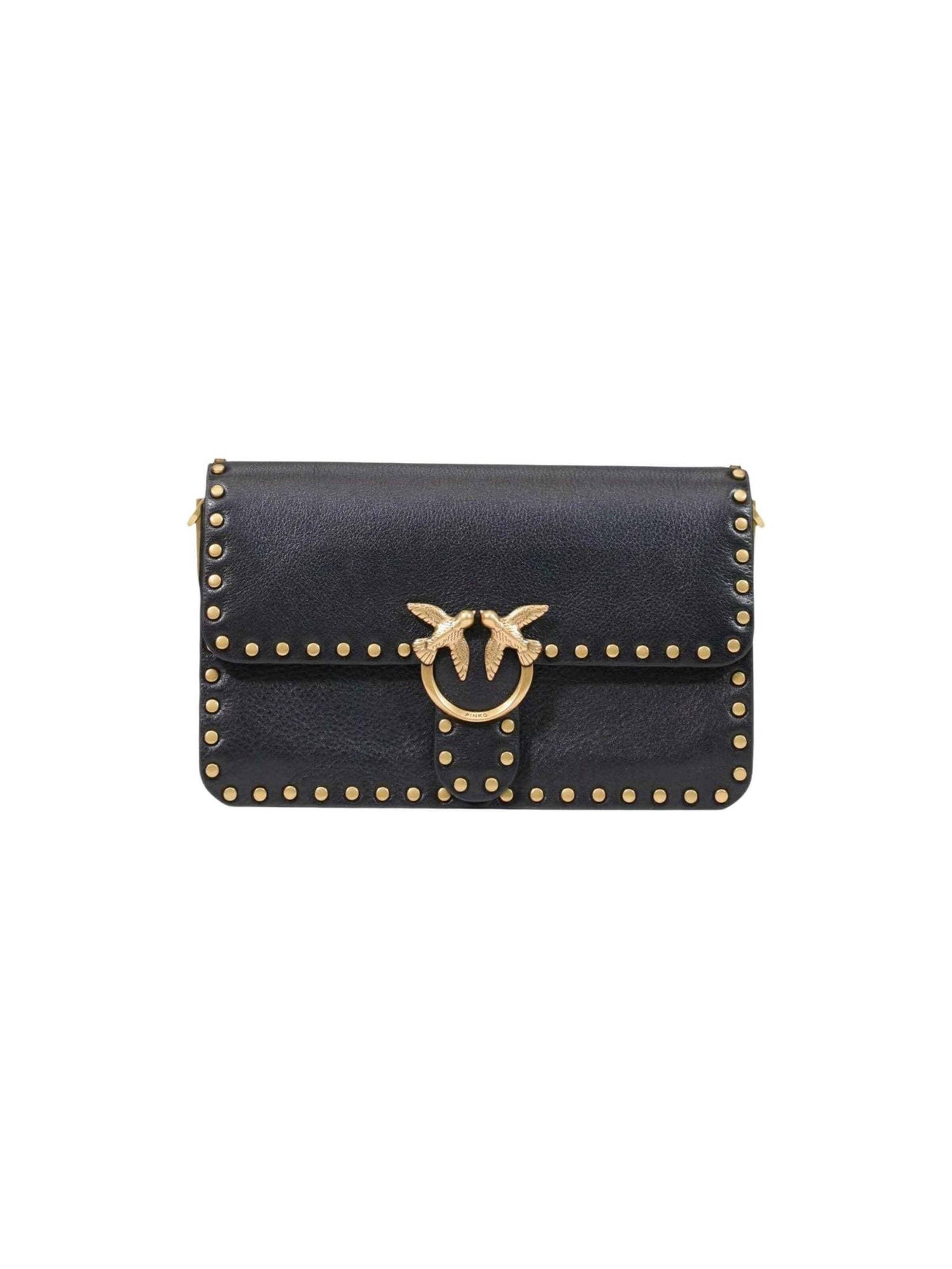 PINKO Schultertasche 'LOVE ONE SLOUCHY CL STUDS SMAL 107664 A2JG'‌ in Schwarz: Vorderseite