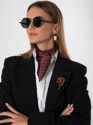 MayTree Scarf 'Seidentuch handrolliertes Herrenseidentuch aus Twill-Seide,  53x53 dezente Muster weinrot' in Red