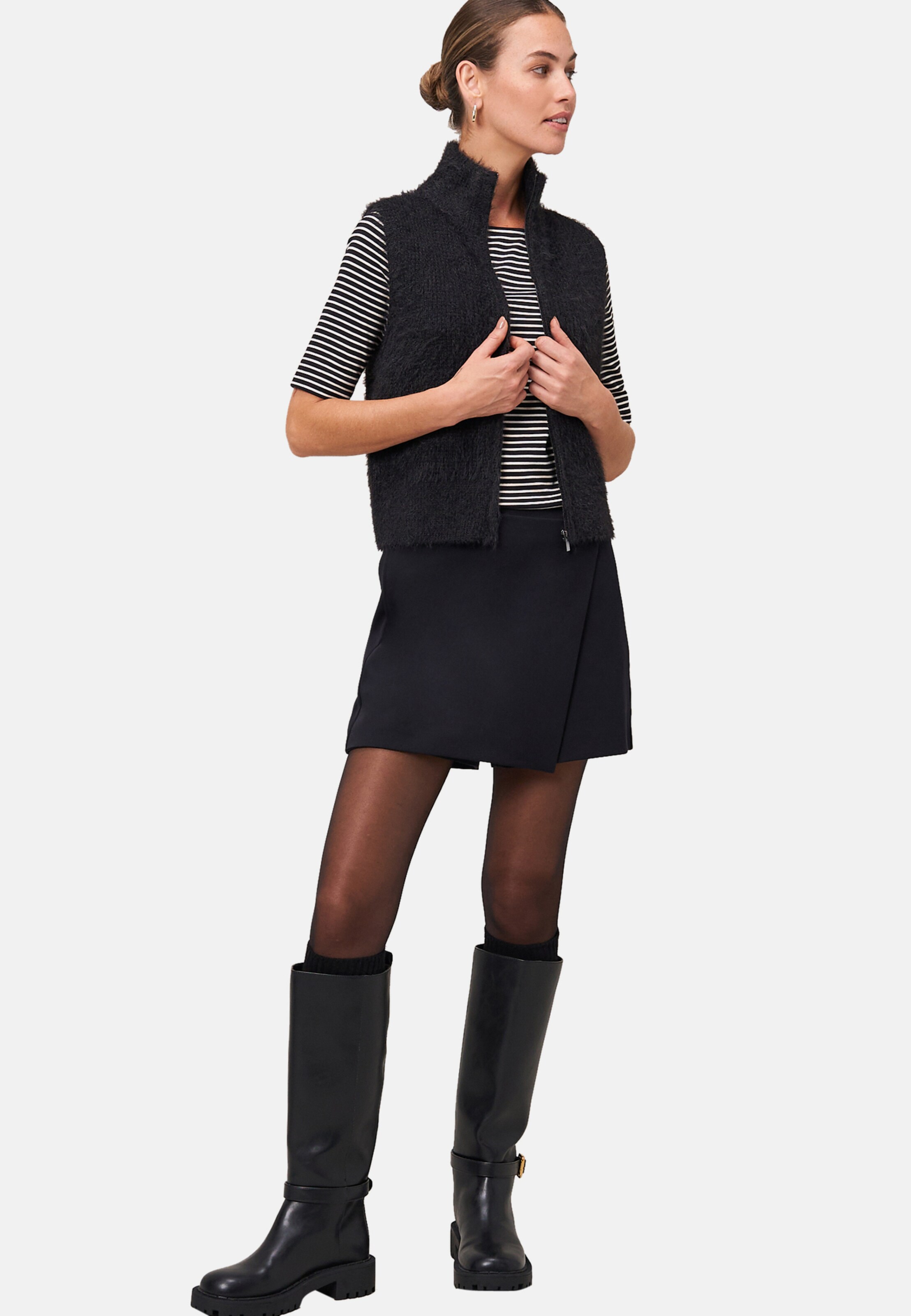 zero Ringelshirt mit U-Boot Ausschnitt in Schwarz