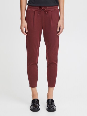 ICHI Slim fit Pants 'KATE' in Red: front