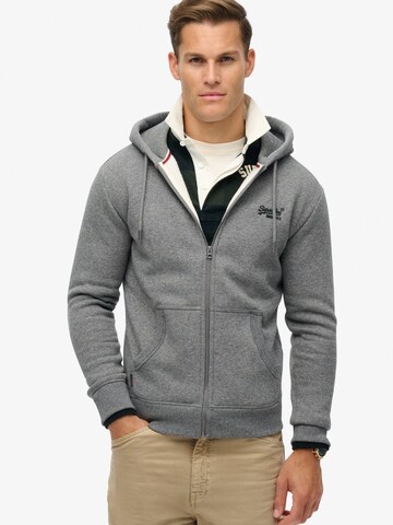 Superdry & Co Zip-Up Hoodie 'ESSENTIAL' in Grey