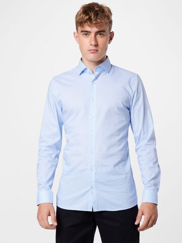 OLYMP Slim Fit Риза в синьо: отпред