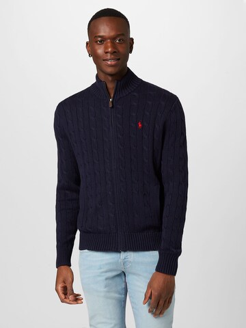 Polo Ralph Lauren Zip-Up Hoodie 'CABLE' in Blue: front