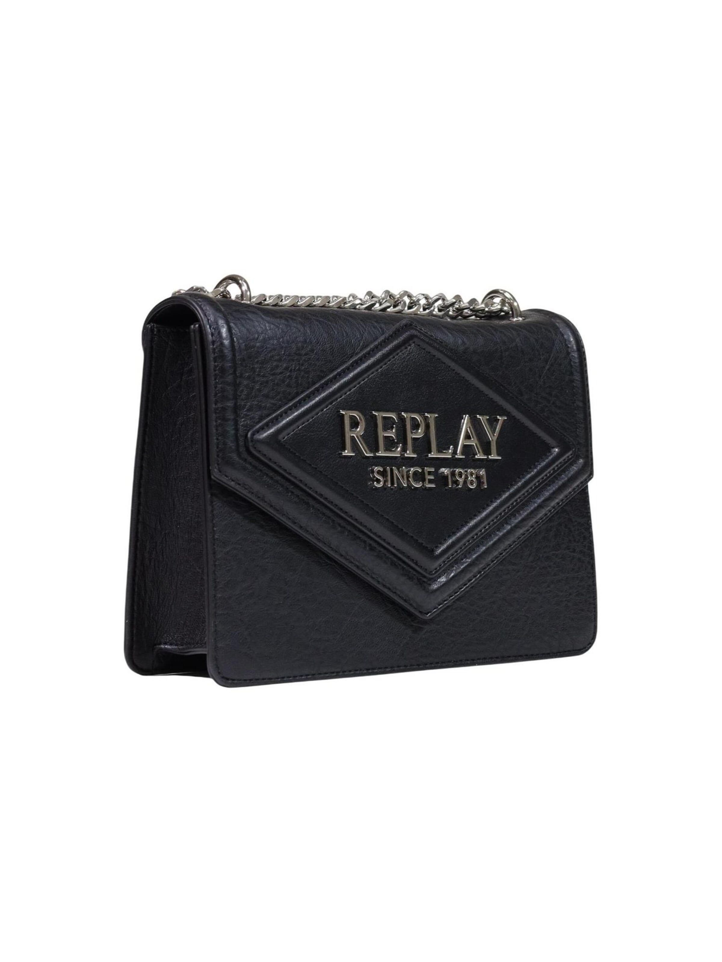 REPLAY - Bolso de hombro 'HAMMERED SYNTHETIC+ PLAIN SYNTHETIC FW01CL.000.A7243S' en negro