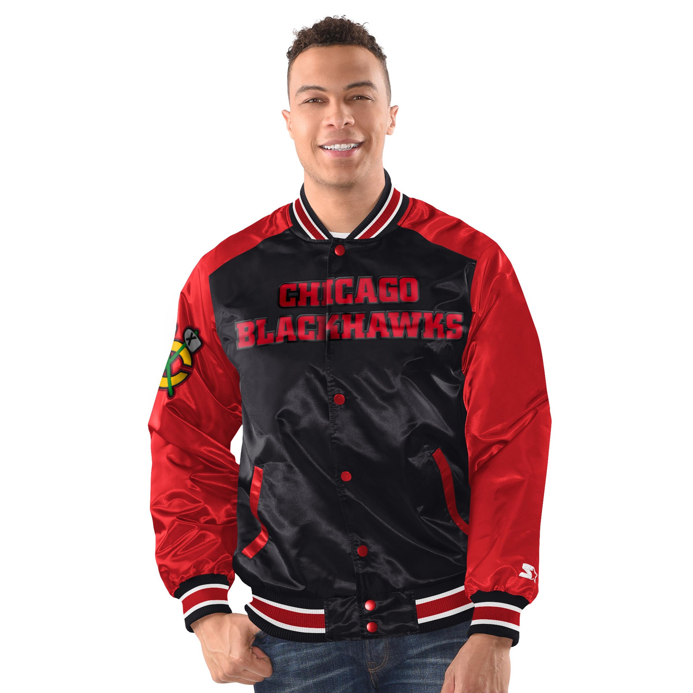 Starter Between-Season Jacket 'Chicago Blackhawks' in Red: front