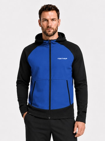 YOUTHUP Athletic Jacket 'UHRENFENSTER' in Blue
