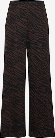 ICHI Wide leg Broek in Bruin: voorkant