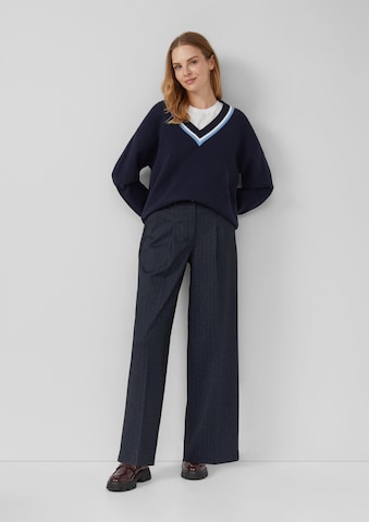 s.Oliver Wide leg Bandplooibroek in Blauw