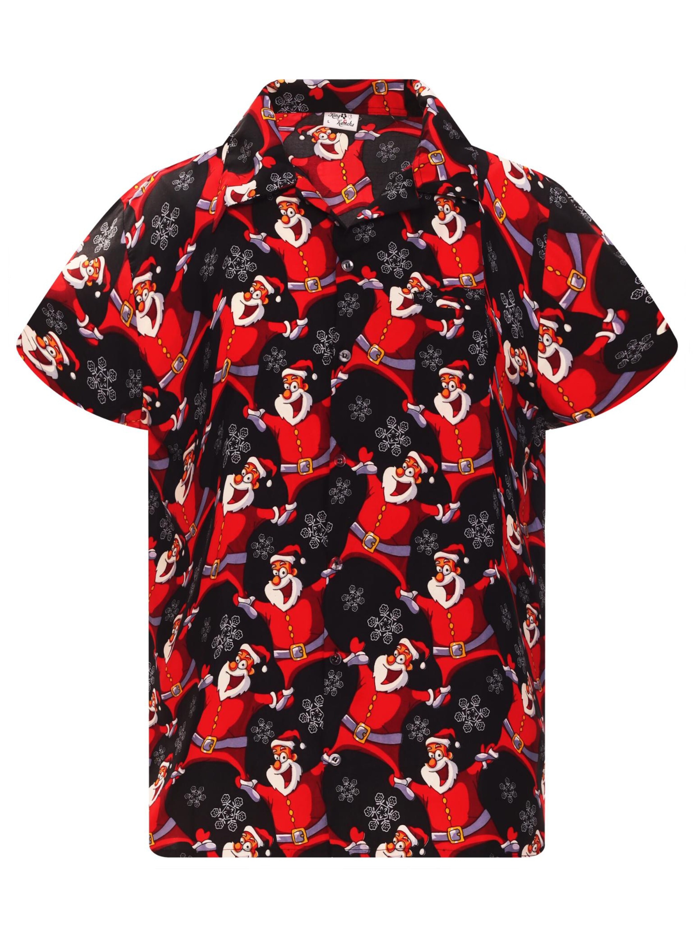 King Kameha Button Up Shirt 'Christmas Laughing Santa' in XS in Black, Item view