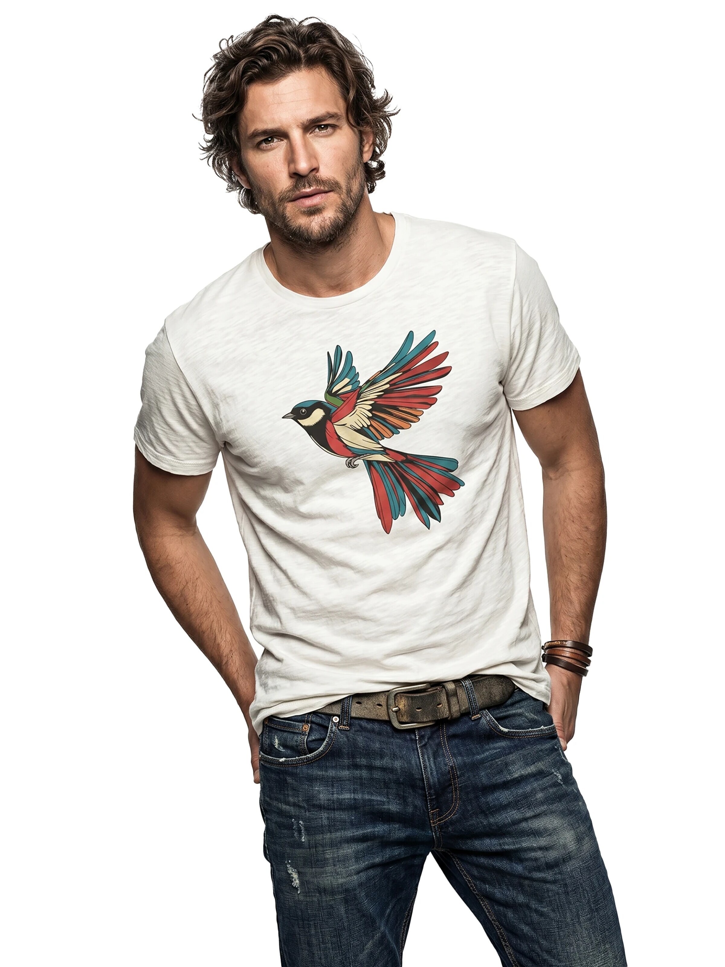 MAKAYA Shirt 'Parus Meise' in White: front