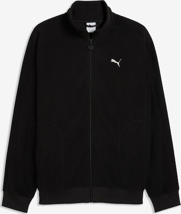 PUMA Athletic fleece jacket 'Essentials' in Black: front
