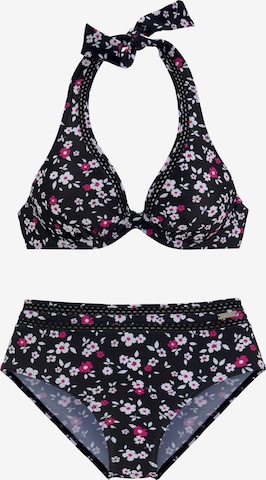 LASCANA Triangle Bikini in Black: front