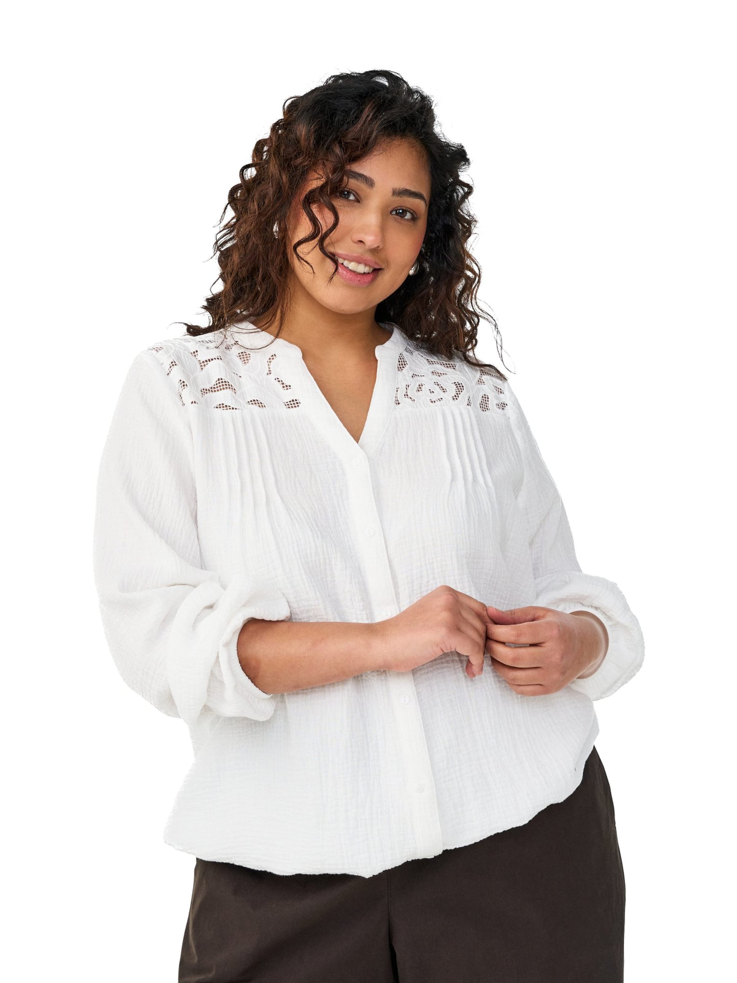 Camicia da donna 'Vviva' di Zizzi in bianco: frontale