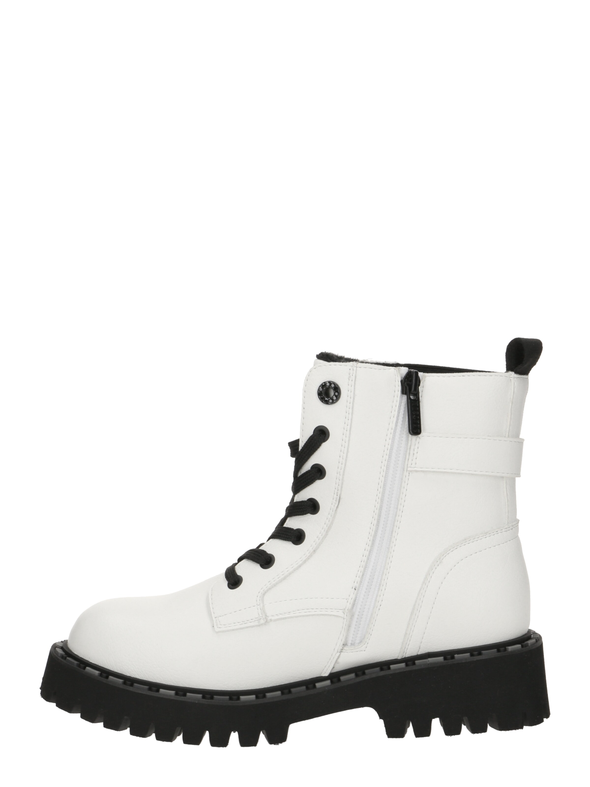 MUSTANG Šněrovací kozačky – bílá