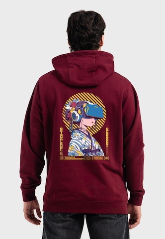 Oldskull Zip-Up Hoodie 'Asian Virtual Logo Graphic' in Red