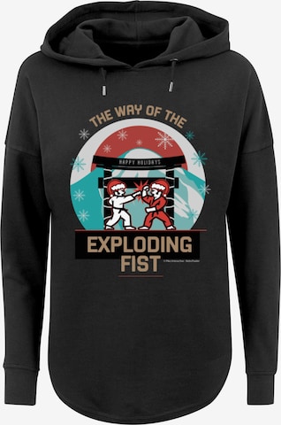 F4NT4STIC Sweatshirt 'Retro Gaming Way of the Exploding Fist Christmas Design' in Zwart: voorkant