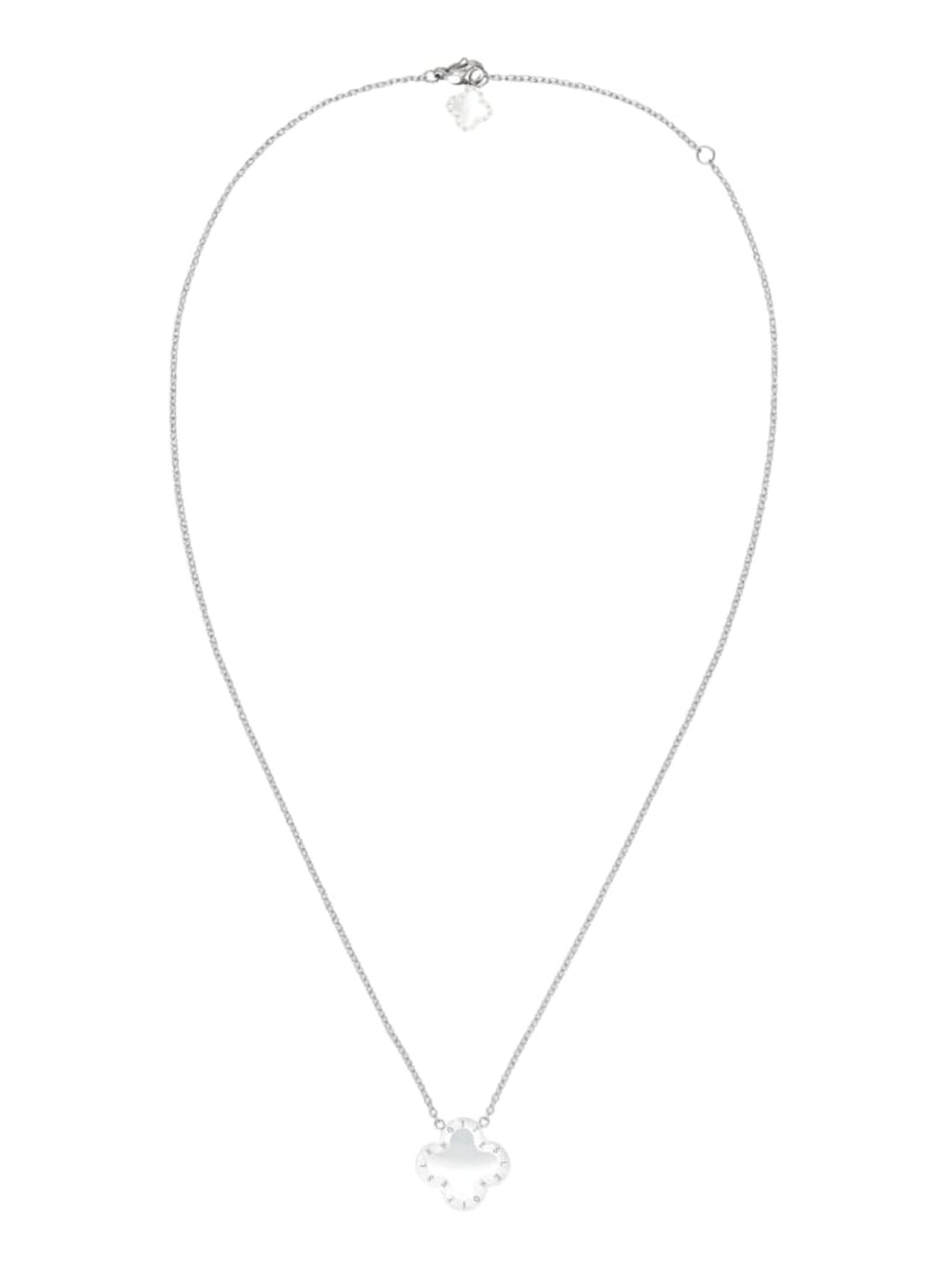 Lenoites Necklace 'Four-leaf Clover 9' in Silver: front