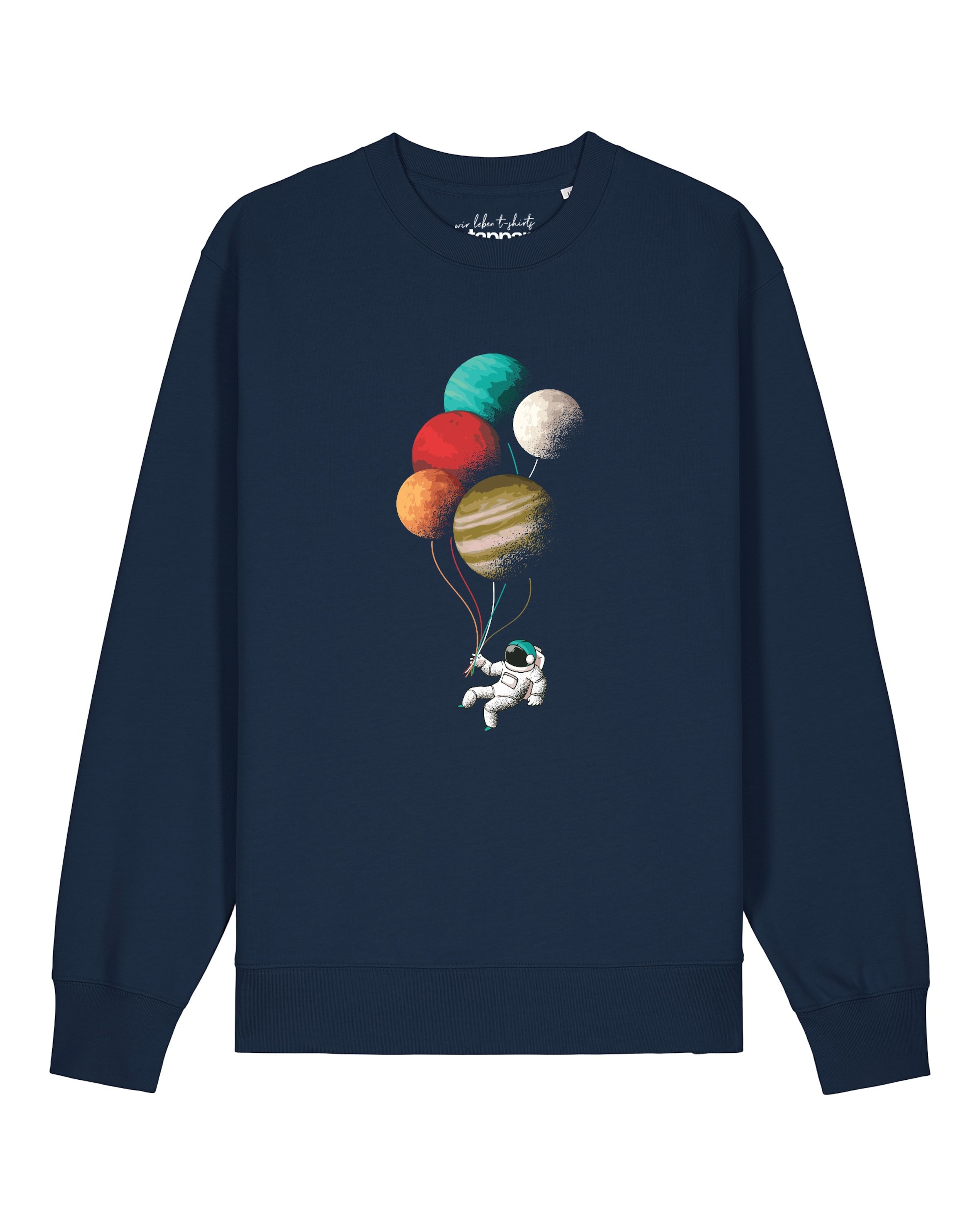 Watapparel Sweatshirt ' Balloon Spaceman ' in Blauw: voorkant