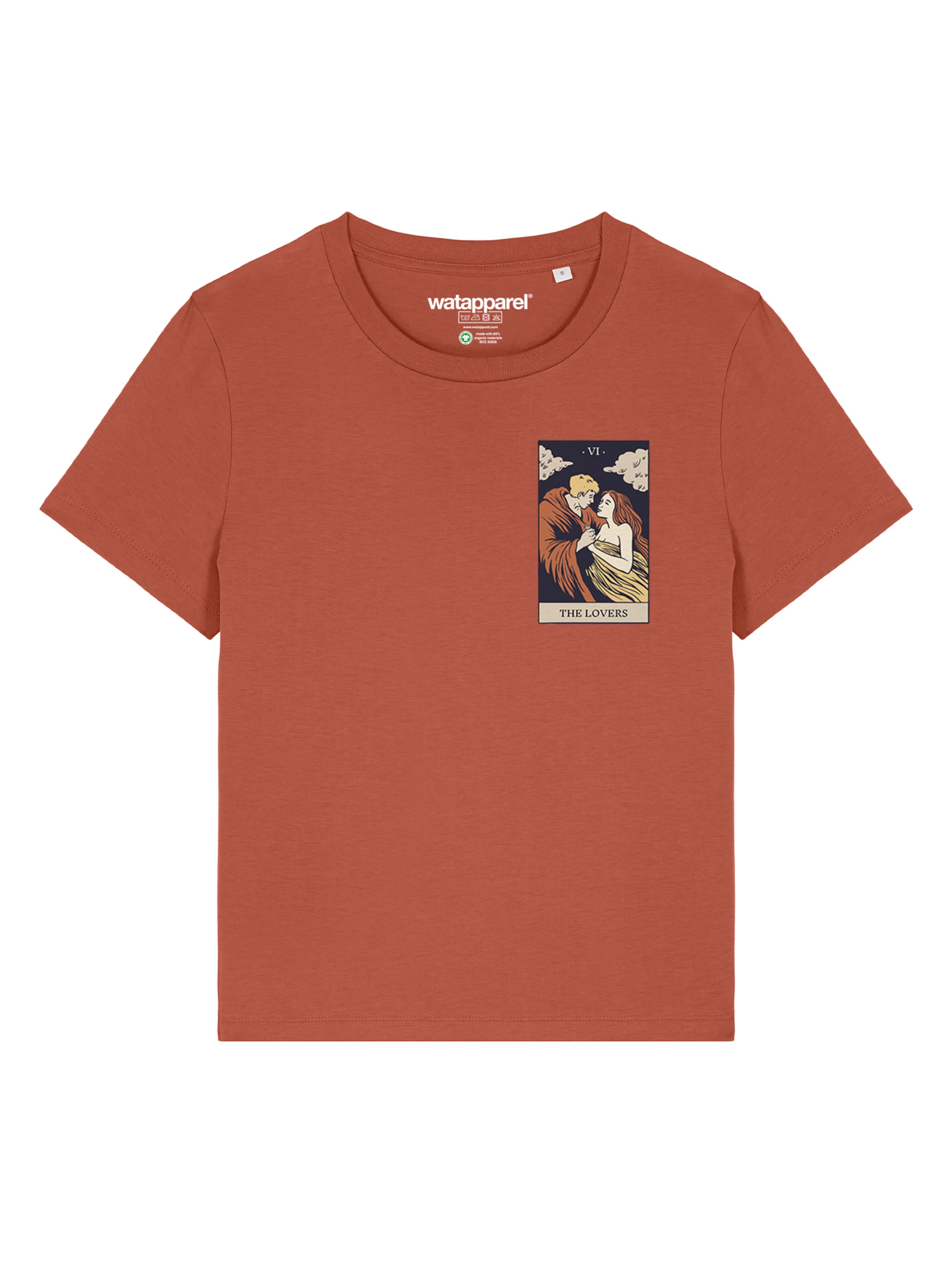 Maglietta 'Tarot The Lovers' di Watapparel in rosso: frontale