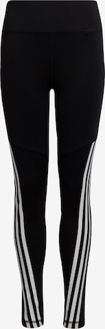 ADIDAS SPORTSWEAR Skinny Workout Pants 'Optime Aeroready 3-Stripes' in Black: front