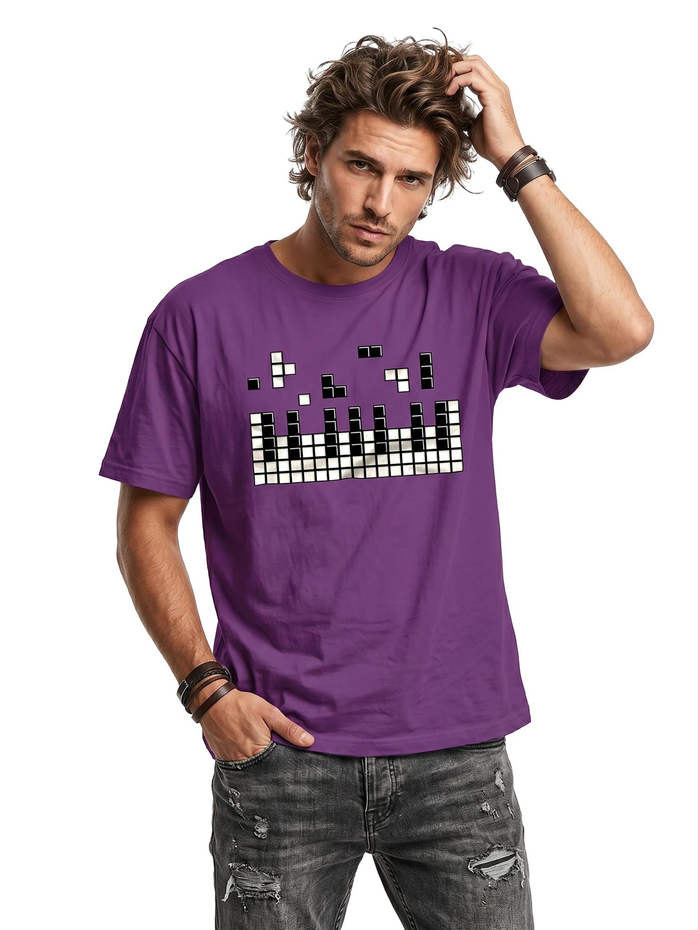 MAKAYA Shirt 'Piano' in Purple