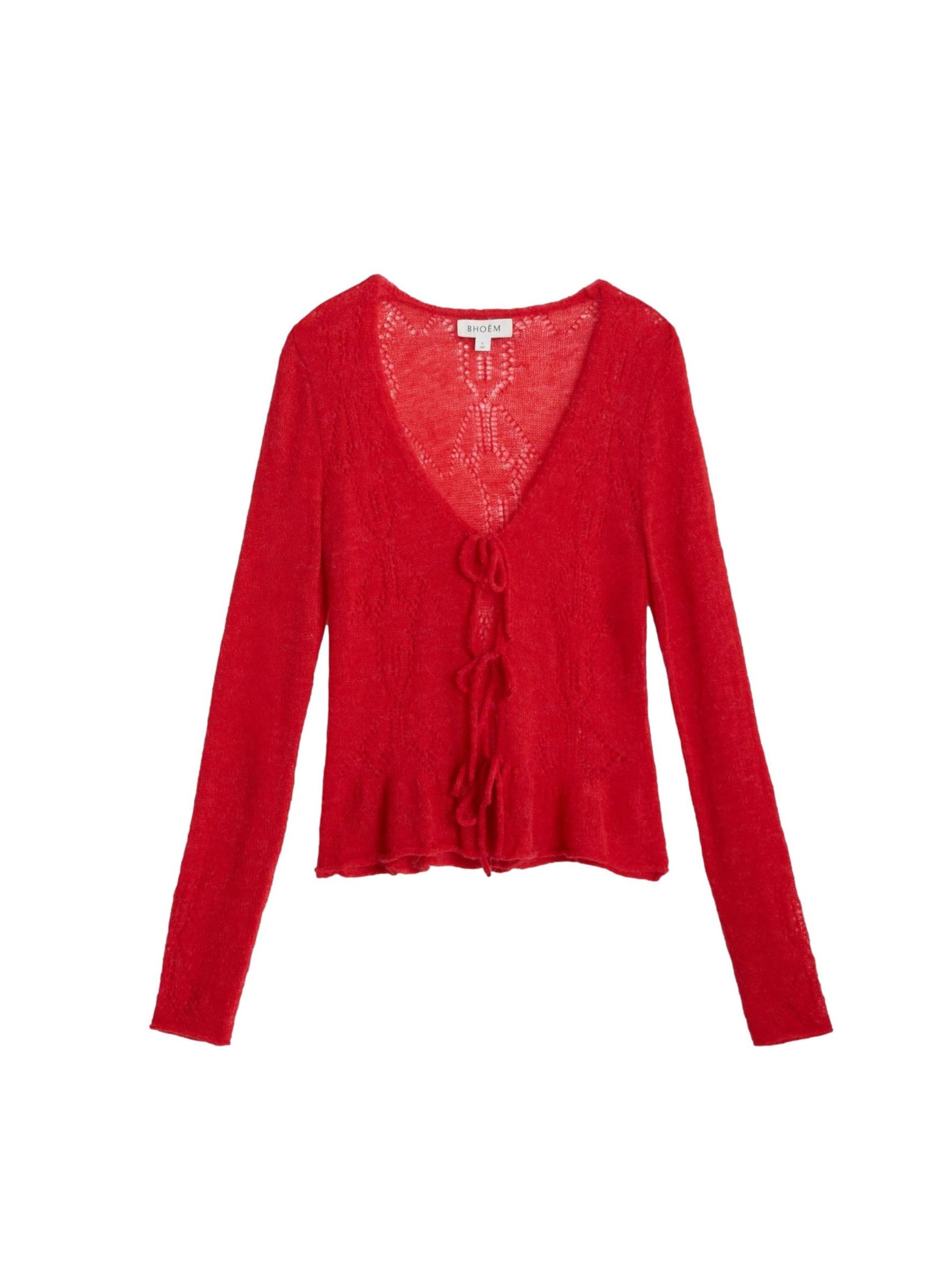 Cardigan Bhoem en rouge : devant