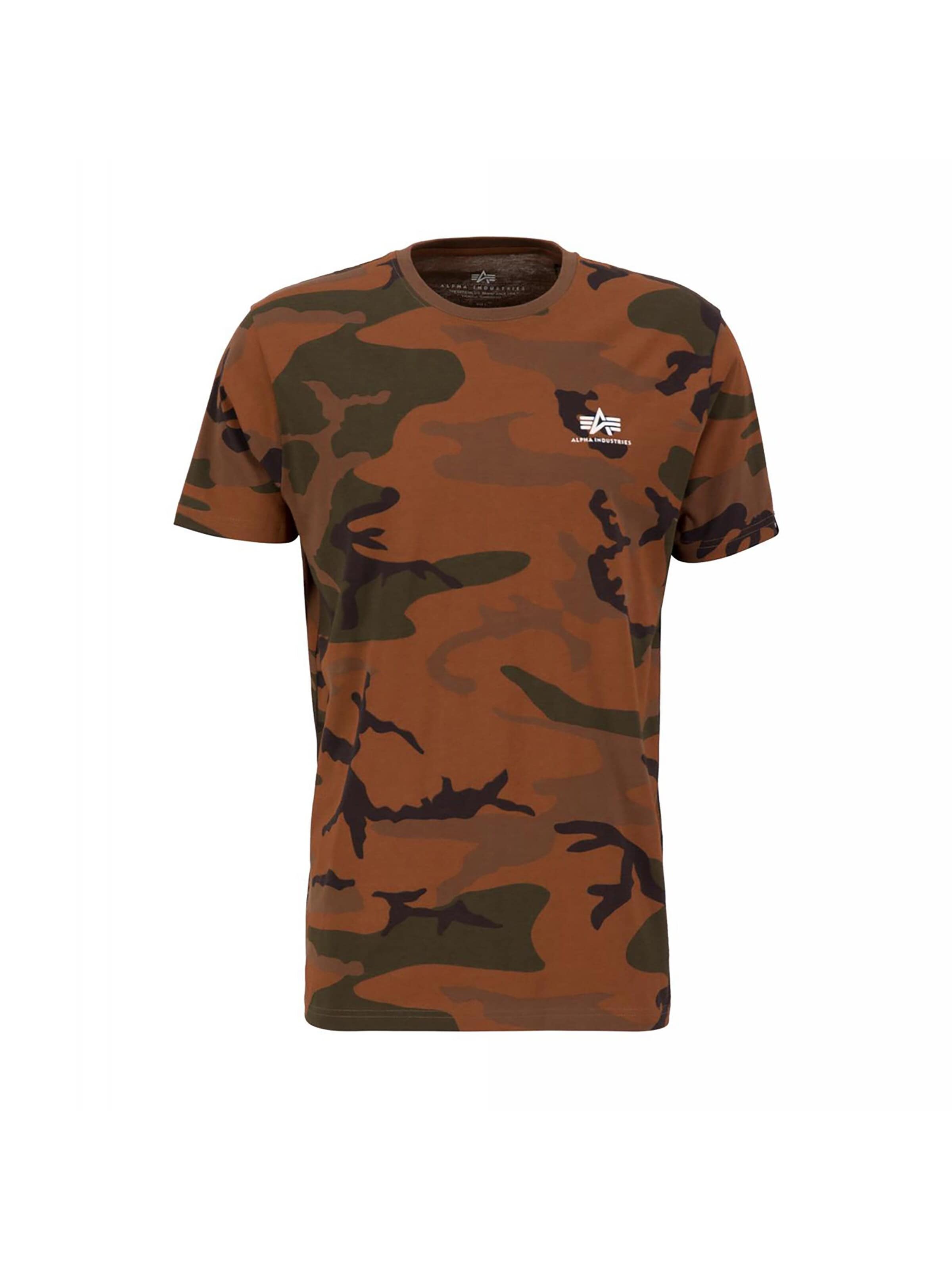 ALPHA INDUSTRIES Shirt 'Backprint Camo' in Brown: front
