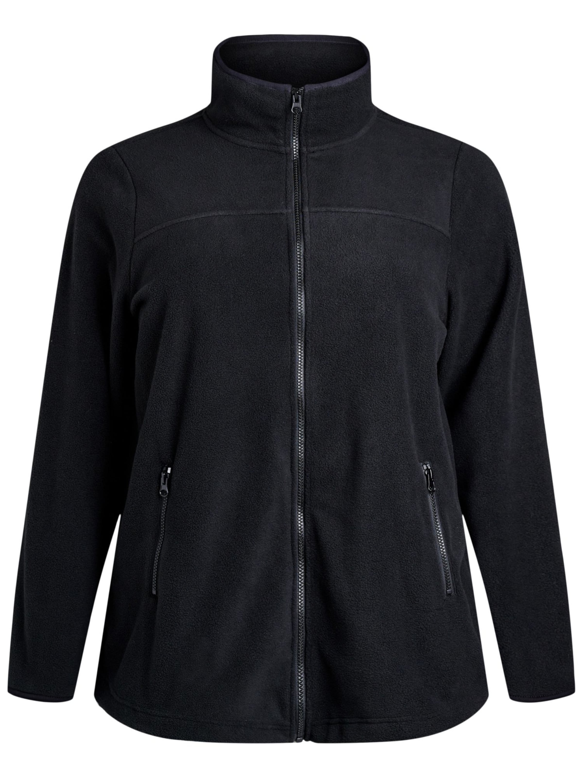 Active by Zizzi Fleece jas &#x27;Aodi&#x27; in Zwart: voorkant