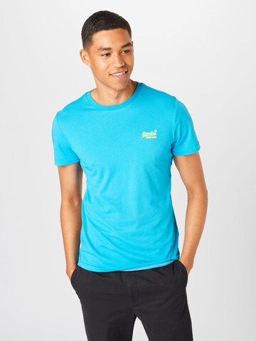 Superdry Regular fit Majica | modra barva: sprednja stran