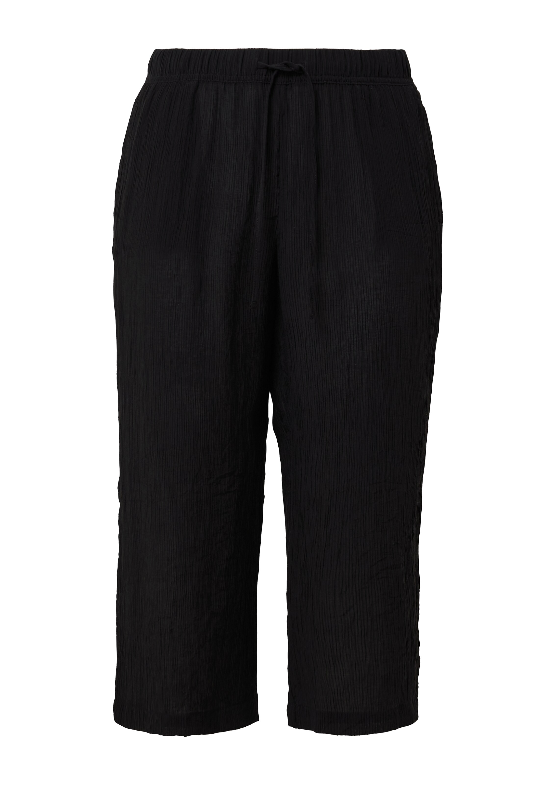 QS Wide leg Broek in Zwart: voorkant