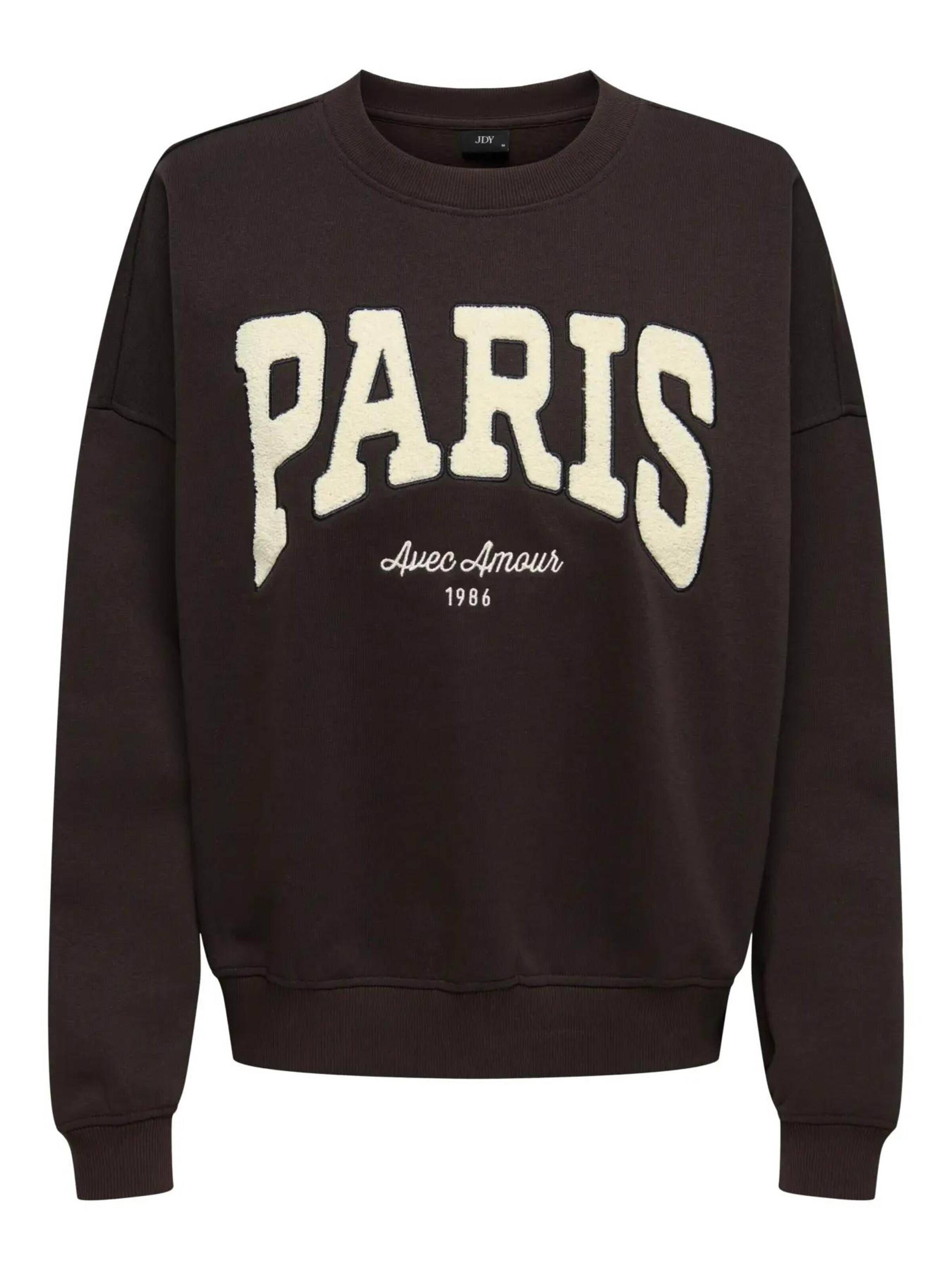 JDY Sweatshirt 'JDYMESA L/S O-NK EMB SWEAT' in Bruin: voorkant