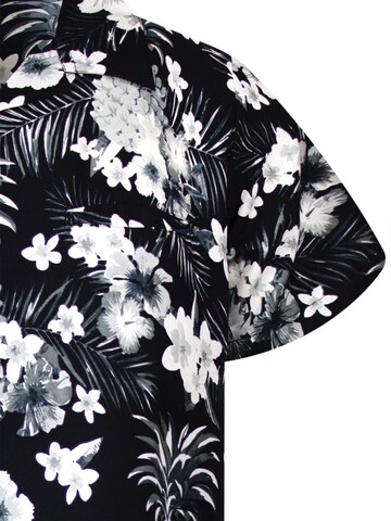 King Kameha Regular Fit Hemd 'Pineapple Flowers' in Grau