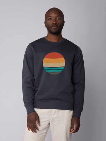 Felpa ' Retro Sunset Ocean ' di Watapparel in grigio: frontale