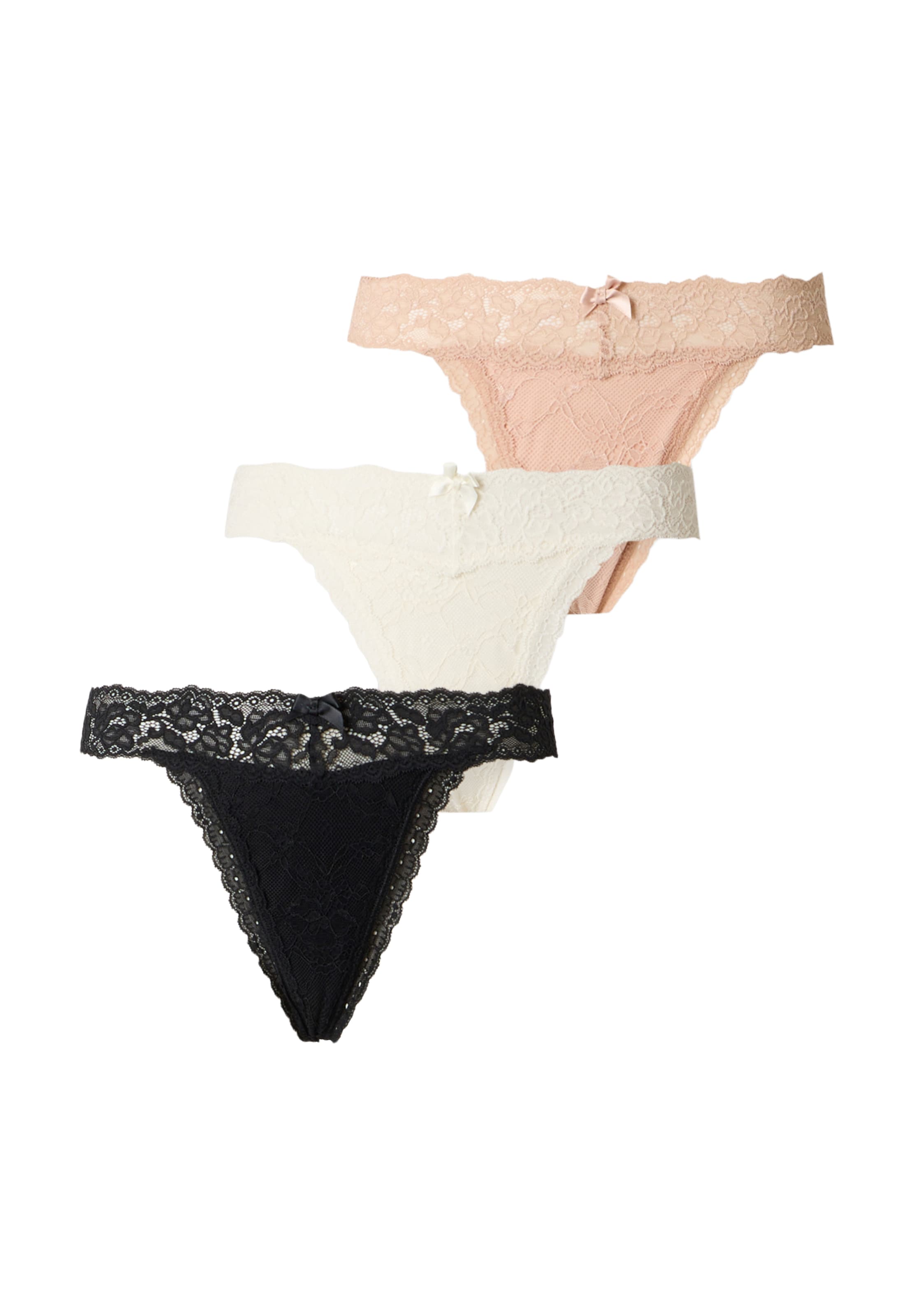 Hunkemöller String 'Madison' in XS in nude / schwarz / weiß, Produktansicht