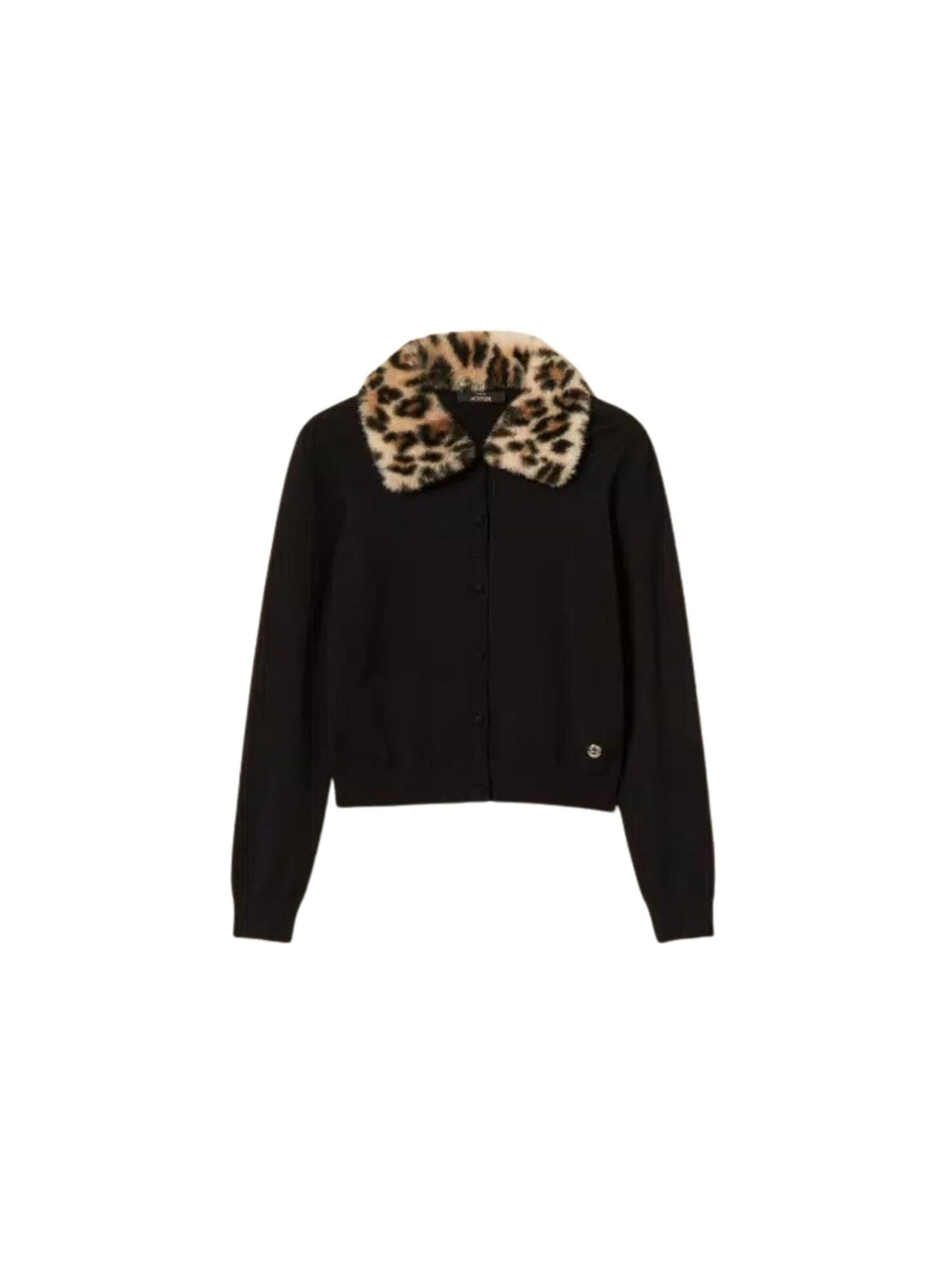Cardigan 'Actitude jacket with faux fur collar' Twinset en noir : devant