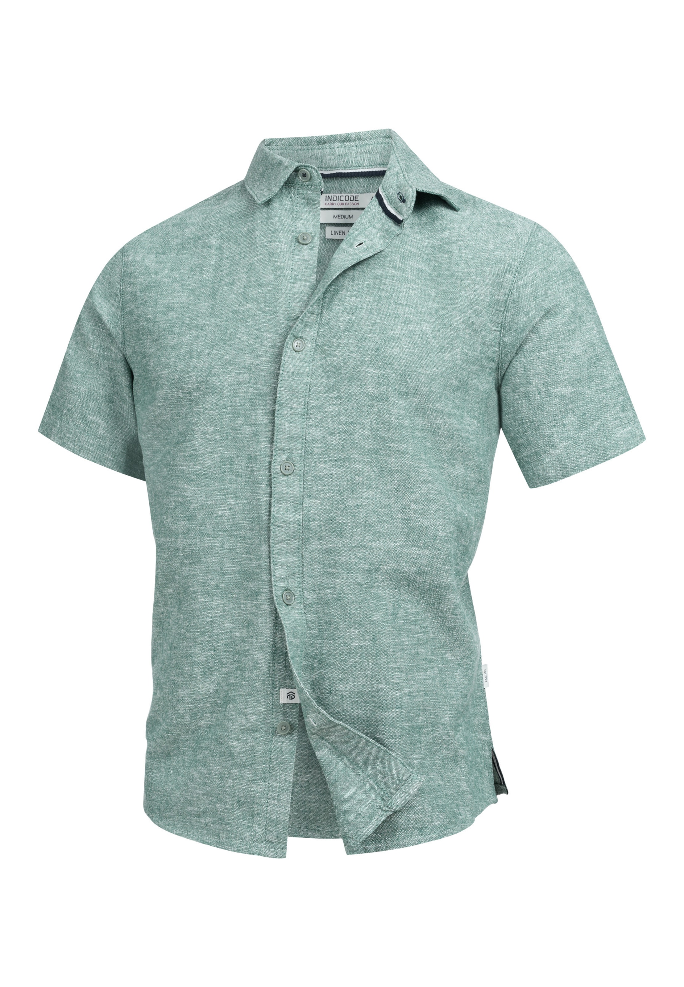 INDICODE JEANS Regular Fit Hemd 'Lino' in Grün
