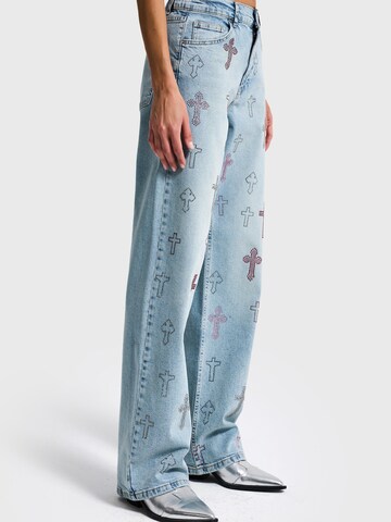Loosefit Jean 'RHINESTONE LOOSE MID RISE JEANS' IT'S BASIC en bleu